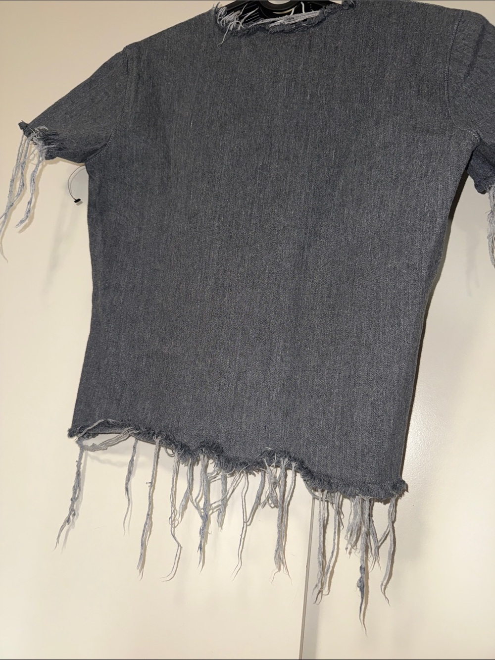 Washed Charcoal Distressed Short-Sleeve Tee by Marques’ Almeida - Picture 8 of 11